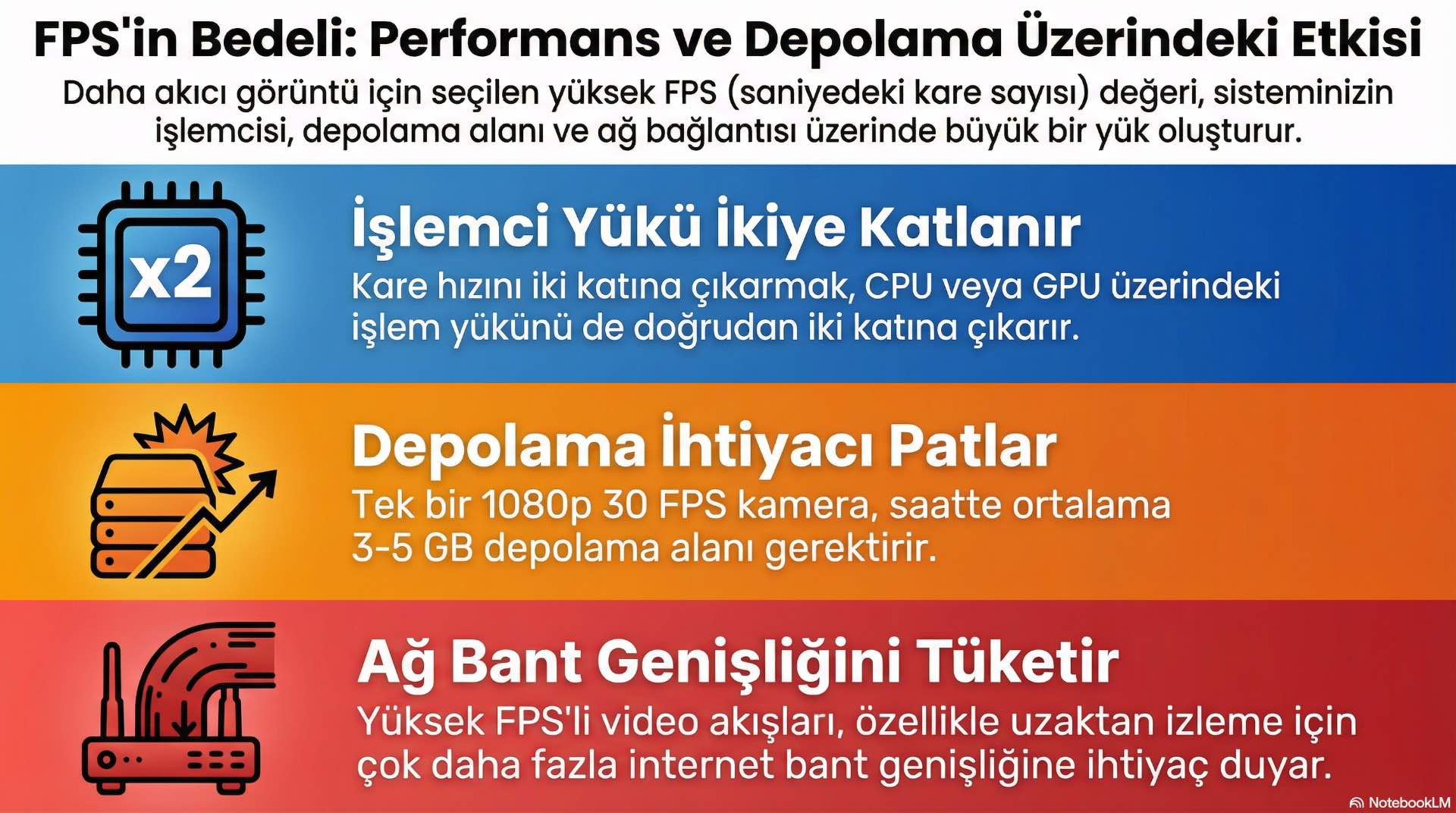 FPS ayarı, depolama kapasitesi, ağ yükü ve kayıt süresi üzerinde doğrudan etkiye sahiptir.