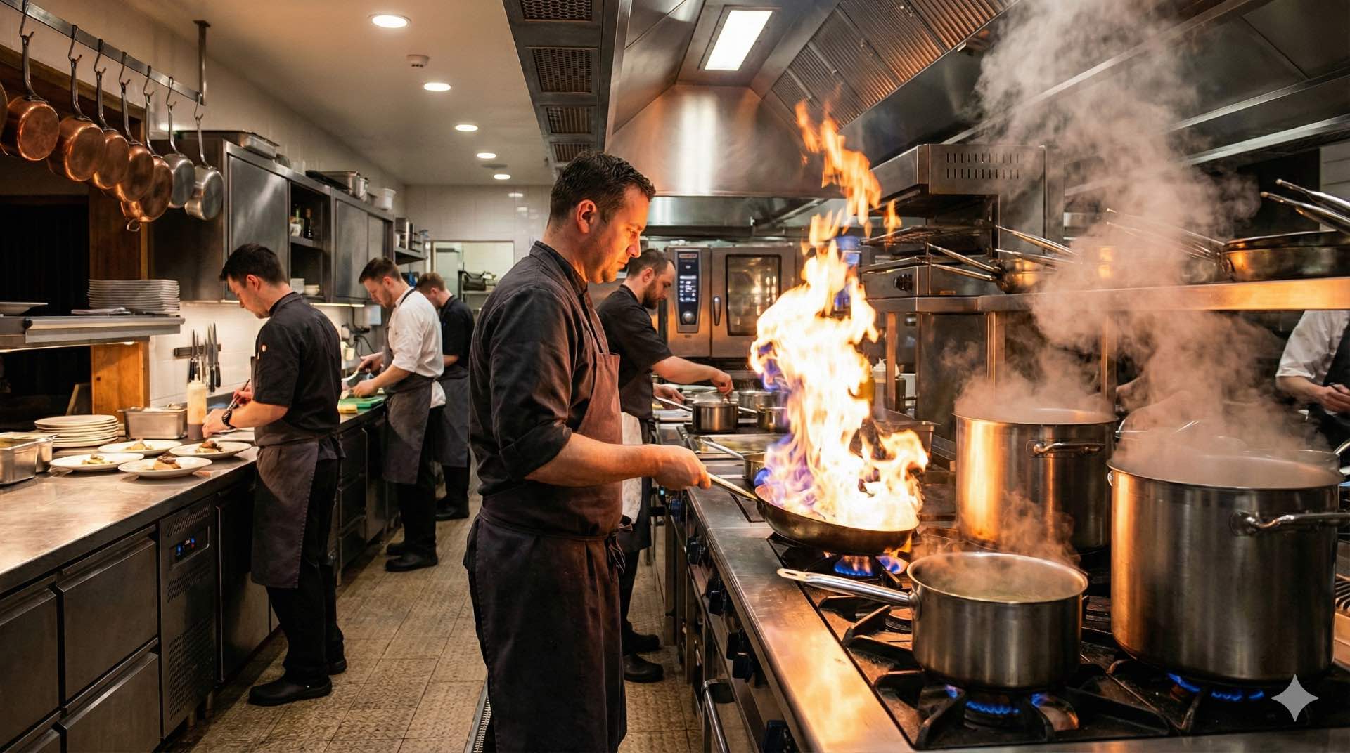 Mutfak yangın açısından en riskli alandır. Restoran ve kafe mutfaklarında; yangın algılama ve davlumbaz söndürme sistemlerinin kullanılması zorunludur.